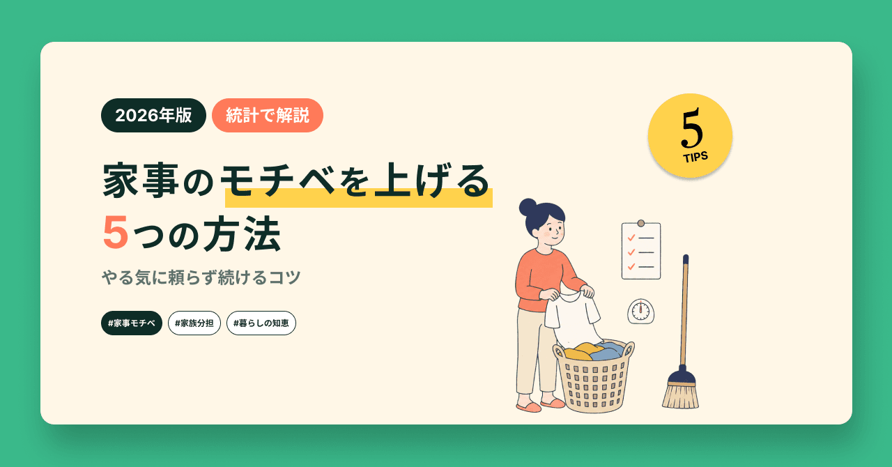 【2026年版・統計で解説】家事のモチベを上げる5つの方法|やる気に頼らず続けるコツ